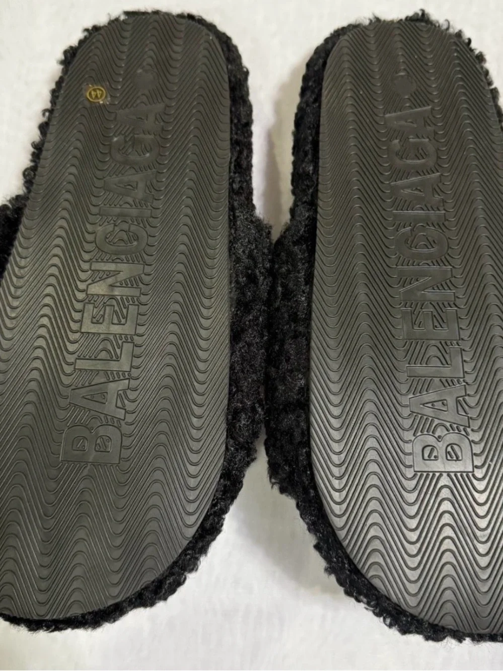 Balenciaga Black Fleece Slide with Embroidered Logo and Stripe